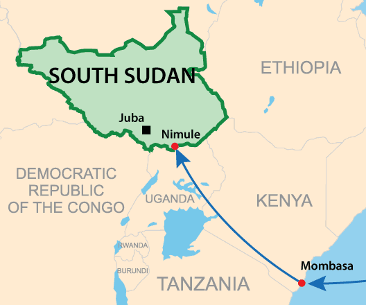 Nimule is a major entry point into South Sudan